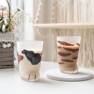 Set of 2 Frosted Cat Paw Cups Calico and Tabby